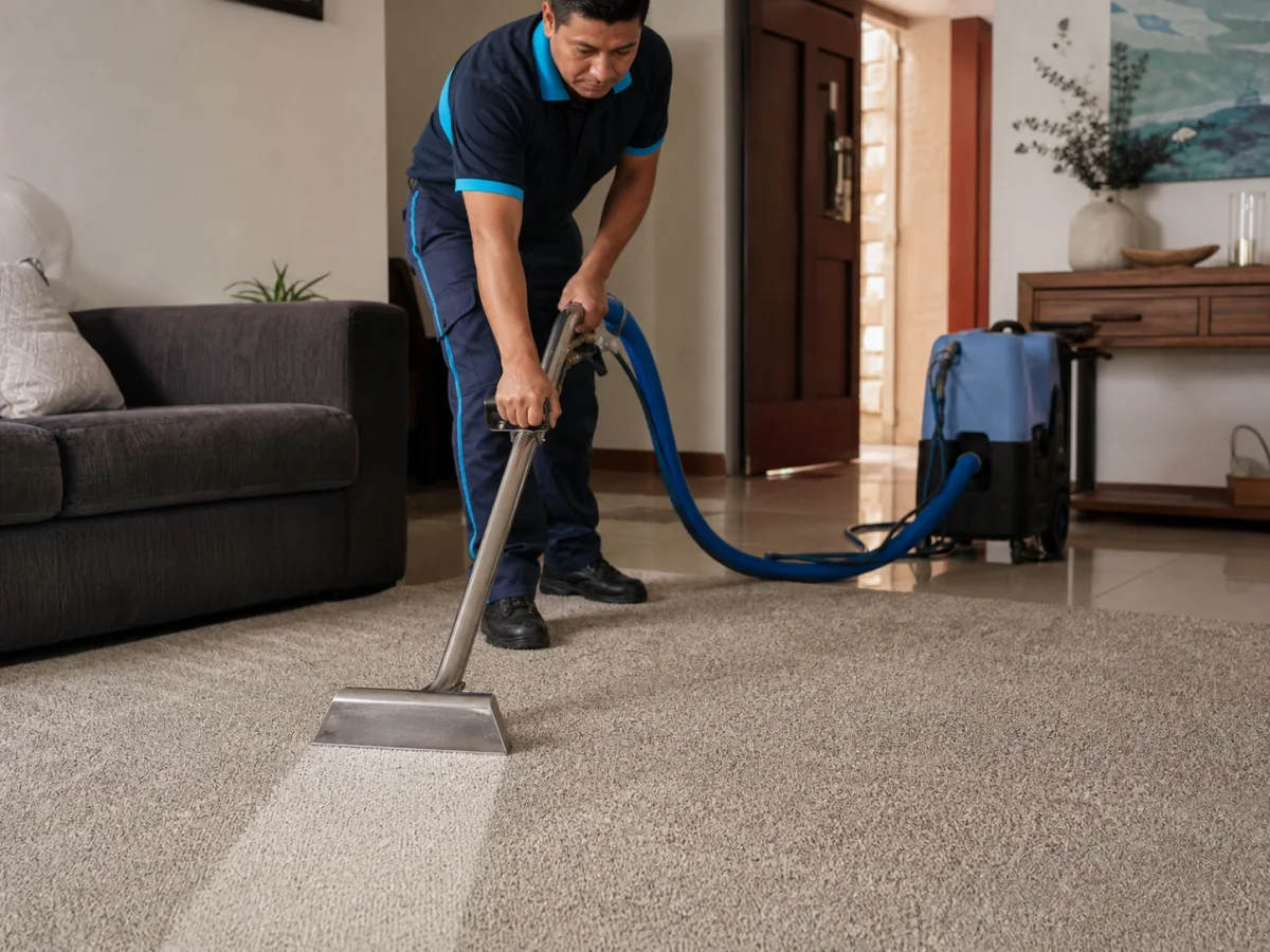 Limpieza profunda por extracción de una alfombra